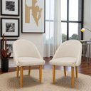 Ver imagem 2 de Kit 02 Cadeiras Decorativa Estofada Para Sala Recepção Cozinha Lua Star Veludo Bege Do Lar Móveis e 