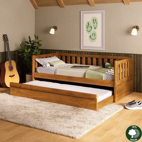 Bicama Reto Madeira Maciça Marrom/Mogno Mel