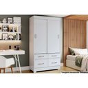 Ver imagem 1 de Guarda Roupa Casal 2 Portas de Correr e 4 Gavetas C- Pés Briz Be25 Branco - Henn