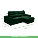 Ver imagem 6 de Sofa Retratil Reclinavel 2 Lugares 2,20 Vitória Veludo Verde Lansofbr