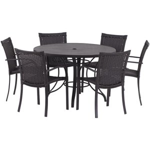 6 Cadeiras Ascoli e Mesa Tampo Ripado 1,40m Alumínio Jardim, Piscina, Área