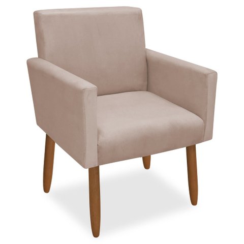 Poltrona Decorativa Nina Pés Palito Veludo Palha Chamby Móveis