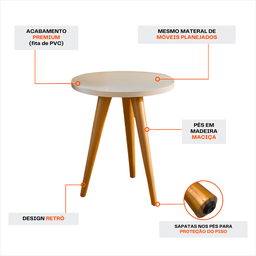 Mesinha Lateral de Canto com Pé Palito Estilo Retro Mesa Pequena Decorativa Mdf Branca - 5