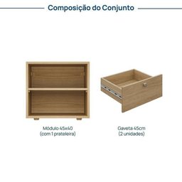 Módulo 45x40 2 Gavetas Frame CabeCasa MadeiraMadeira - 3