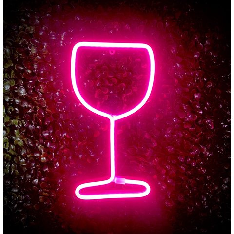 Luminária Parede Taça Rosa Neon Led