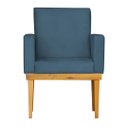 Ver imagem 1 de Poltrona Bella Luxo Base de Madeira Maciça Recepção - Suede Azul Marinho