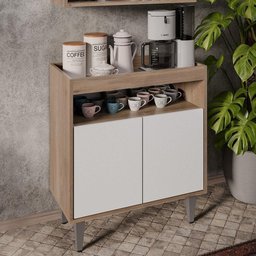 Balcão Aparador Buffet Cantinho do Café 71cm Lice M24 Freijó/branco - Mpozenato - 2
