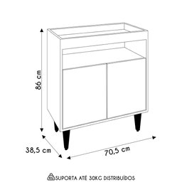 Balcão Aparador Buffet Cantinho do Café 71cm Lice M24 Freijó/branco - Mpozenato - 4
