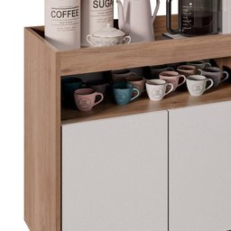 Balcão Aparador Buffet Cantinho do Café 71cm Lice M24 Freijó/branco - Mpozenato - 6