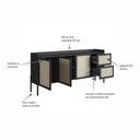 Ver imagem 4 de Buffet Retrô com Tela Sintética 3 Portas e 2 Gavetas 183cm Cor:nero