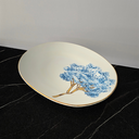 Ver imagem 3 de Travessa Funda Oval Grande Filete Ouro Ype Azul - 60693579