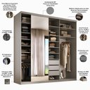 Ver imagem 4 de Closet Casal 1 Porta de Correr com Espelho 3 Gavetas 208cm Mdf Sonni R02 Urbe - Lyam Decor