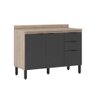 Balcão Armário Cozinha Modulada C Tampo 2 Cavetas 3 Portas Cor:avena/grafito - 1
