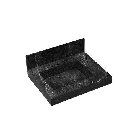 Lavatório em Porcelanato para Banheiro 60cm com Cuba Esculpida Blu Yescasa Preto/Black