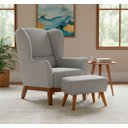 Ver imagem 1 de Poltrona Dekorien Milena Linho Cinza Claro com Puff Premium Decoração