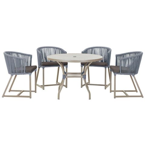 Mesa com 4 Cadeiras e Noronha Estofado 11 Trama Original Prata
