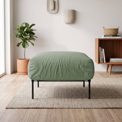 Puff Chaise Industrial Basileia 74cm Yescasa Veludo Tx Verde Pistache