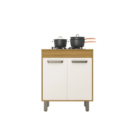 Balcão para Cooktop Malta 70cm 2 Portas e Prateleira Removel - Freijó/off Acetinado Poliman
