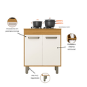 Ver imagem 3 de Balcão para Cooktop Malta 70cm 2 Portas e Prateleira Removel - Freijó/off Acetinado Poliman