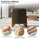 Ver imagem 2 de Puff Decorativo Eloah Redondo Assento Extra para Sala Quarto Suede Pufe com Pés de Madeira