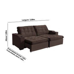 Sofá Londres 6 Lugares 2,90cm- de Casa Décor Estofados - 2