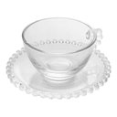 Ver imagem 2 de Jogo 2 Xícarasde Chá com Pires Cristal Transparente Pearl Pérola 180ml Wolff