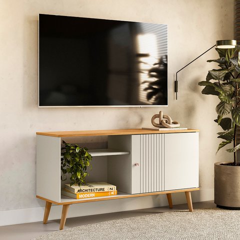 Rack para Tv até 50 Polegadas Biella com 1 Porta - Nature / Off White