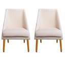 Ver imagem 1 de Kit 02 Cadeiras Para Sala de Jantar Ana Pés Palito Veludo Bege D'Classe Decor