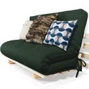 Ver imagem 2 de Sofa Cama Casal Futon Oriental D33 com Madeira Maciça - Verde Militar