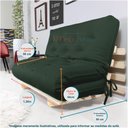 Ver imagem 4 de Sofa Cama Casal Futon Oriental D33 com Madeira Maciça - Verde Militar
