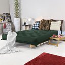 Ver imagem 3 de Sofa Cama Casal Futon Oriental D33 com Madeira Maciça - Verde Militar