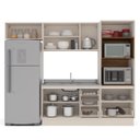 Ver imagem 4 de Cozinha Koya 4 Peças 270x214cm Armários Aéreos Balcão Torre Quente c/ Rodapé Creme 250035