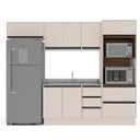Ver imagem 2 de Cozinha Koya 4 Peças 270x214cm Armários Aéreos Balcão Torre Quente c/ Rodapé Creme 250035