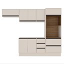 Ver imagem 3 de Cozinha Koya 4 Peças 270x214cm Armários Aéreos Balcão Torre Quente c/ Rodapé Creme 250035