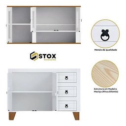 Kit Armário de Cozinha Aéreo e Balcão Madeira Maciça Branco:branco - 2