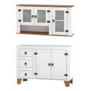 Ver imagem 1 de Kit Armário de Cozinha Aéreo e Balcão Madeira Maciça Branco:branco