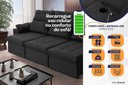 Ver imagem 4 de Sofá Retrátil Reclinável Verona Usb + Porta Copo 2,30m Suede Velut Preto C/ Molas no Assento -
