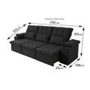 Ver imagem 3 de Sofá Retrátil Reclinável Verona Usb + Porta Copo 2,30m Suede Velut Preto C/ Molas no Assento -