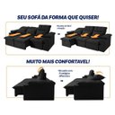 Ver imagem 5 de Sofá Retrátil Reclinável Verona Usb + Porta Copo 2,30m Suede Velut Preto C/ Molas no Assento -