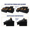 Sofá Retrátil Reclinável Verona Usb + Porta Copo 2,30m Suede Velut Preto C/ Molas no Assento - - 5