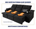 Ver imagem 6 de Sofá Retrátil Reclinável Verona Usb + Porta Copo 2,30m Suede Velut Preto C/ Molas no Assento -