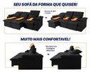 Ver imagem 5 de Sofá Retrátil Reclinável Verona Usb + Porta Copo 2,30m Suede Velut Preto C/ Molas no Assento -