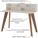 Ver imagem 5 de Conjunto Escrivaninha com Nichos Cedro e Cadeira Slim Estofada - Melanie Branco