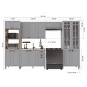 Ver imagem 3 de Cozinha Modulada 5 Peças Torre Quente Cristaleira Balcão sem Tampo 2 Aéreos 100% MDF com Vidro Bari Cinza/Titanio Fosco