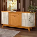 Ver imagem 2 de Aparador Buffet para Sala de Jantar Orgânico 4 Portas Inara M07 Cinamomo Off White - Lyam Decor