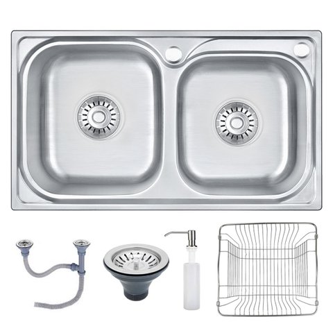 Cuba Dupla Cozinha Gourmet Pia Completa Aço Inox Prata 68x39 Brinovar