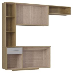 Cozinha com Balcão Isis 163 Cm Damasco Ripado Off White - Poquema - 4
