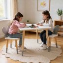 Ver imagem 2 de Mesa e 2 Cadeiras Infantil Borboletinha Kit Livro Educativo em Madeira - Cinza