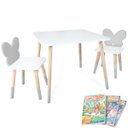 Ver imagem 3 de Mesa e 2 Cadeiras Infantil Borboletinha Kit Livro Educativo em Madeira - Cinza