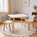 Ver imagem 1 de Mesa e 2 Cadeiras Infantil Borboletinha Kit Livro Educativo em Madeira - Cinza
